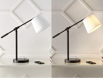 Troy 24" Classic Contemporary Iron LED Task Lamp with USB Charging Port - JONATHAN Y